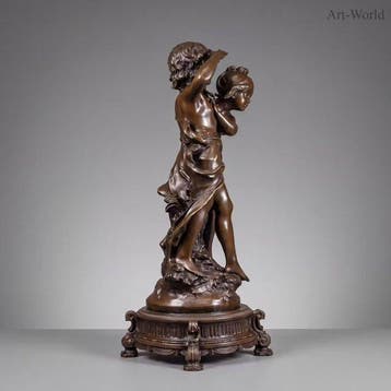 Beeld, Exclusief sculptuur van een jongen en meisje 58 cm /