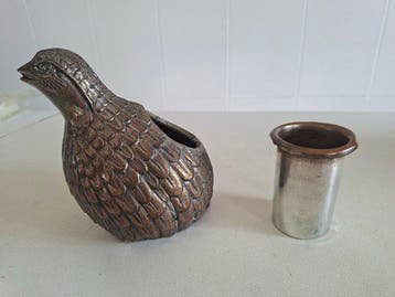 Cajita/Tintero/Cenicero Figura Codorniz - Doos - Zilverbrons