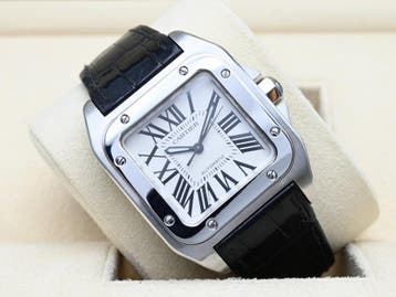 Cartier Santos Ref. W20106X8 Year 2013 (Box & Papers), Bijoux, Sacs & Beauté, Ophalen of Verzenden, Polshorloge