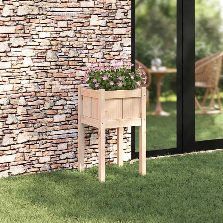 vidaXL Tuin Plantpot Natuur 40 x 40 x 70 cm Massief, Tuin en Terras, Bloempotten, Nieuw, Verzenden