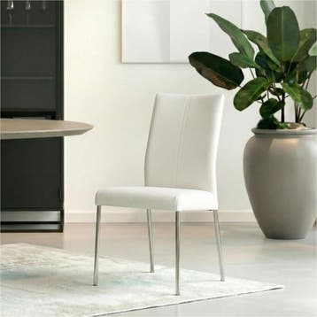 Leren eetkamerstoel Comfort - Hermes Bianco (gebroken wit), Huis en Inrichting, Stoelen, Wit, Nieuw, Leer, Ophalen of Verzenden