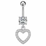 Fako Bijoux - Navelpiercing - Hart Met Strass - Kristal -, Handtassen en Accessoires, Piercings, Verzenden, Nieuw