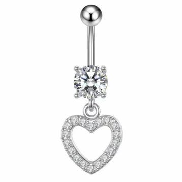 Fako Bijoux - Navelpiercing - Hart Met Strass - Kristal -, Bijoux, Sacs & Beauté, Piercings, Verzenden
