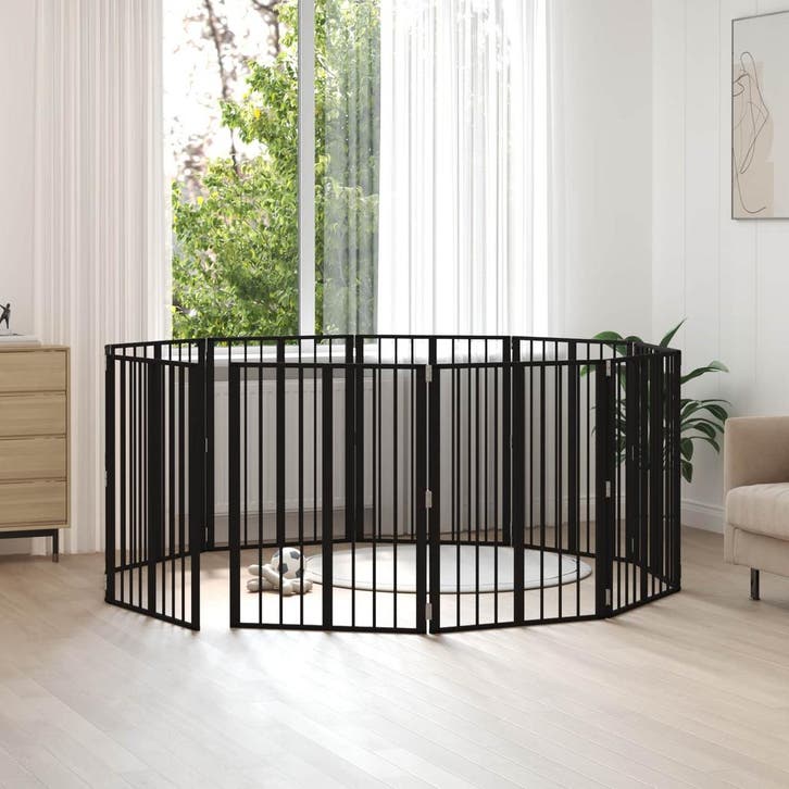 vidaXL Hondendeur 10 pcs Zwart 60 x 80 cm Gegevens staal, Animaux & Accessoires, Caisses pour chiens, Envoi