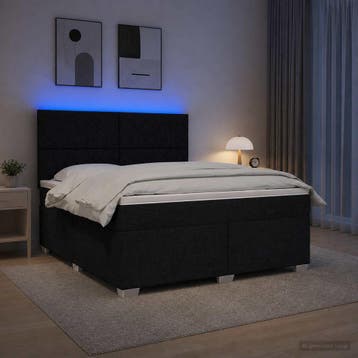 vidaXL Boxspringbed met matras met hoofdeinde Zwart 160 x, Verzenden