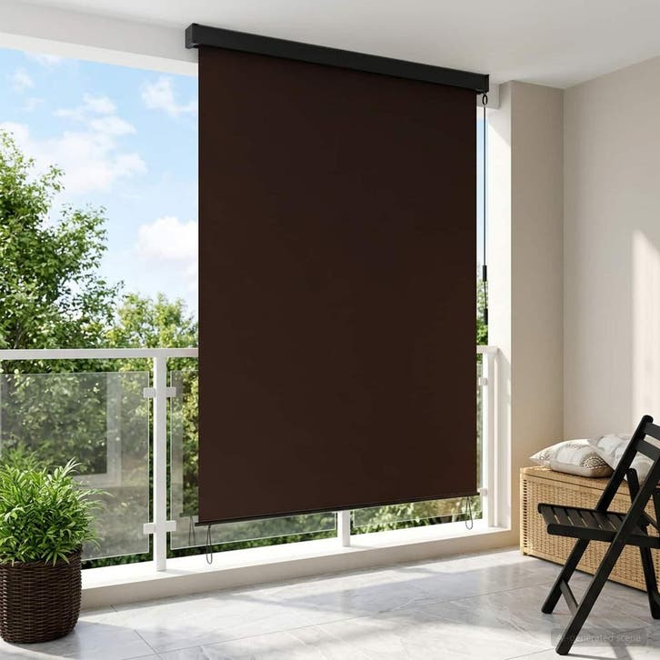 vidaXL Rolgordijn Bruin 180 x 250 cm Stof en Aluminium, Huis en Inrichting, Stoffering | Gordijnen en Lamellen, Nieuw, Verzenden