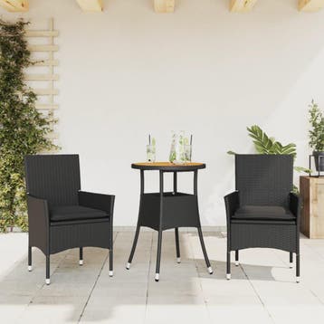 vidaXL 3-delige Tuinset met kussens poly rattan en, Verzenden, Tuinset