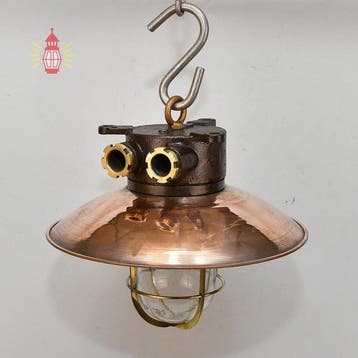 Plafondlamp - Messing, Glas, Koper, gietijzer