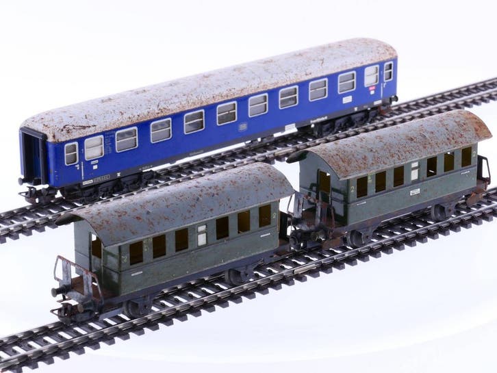 Schaal H0 Märklin 4000 4027 DB 2-as rijtuig blik en 4-as..., Hobby en Vrije tijd, Modeltreinen | H0, Overige typen, Gebruikt, Märklin