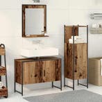 vidaXL Badkamermeubel Set met plank 3 pcs Bruin Bewerkt hout, Verzenden, Nieuw