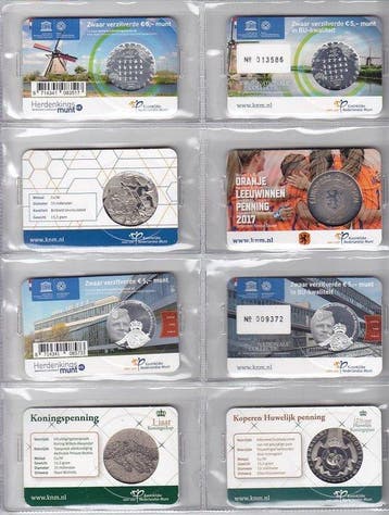 Nederland. Coin Card Various Years (8 stuks) (Zonder