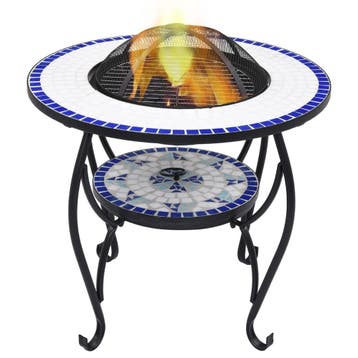 vidaXL Vuurtafel mozaïek 68 cm keramiek blauw en wit, Huis en Inrichting, Verzenden, Nieuw