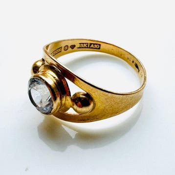 Ring - 18 karaat Geel goud - 1.18ct. tw. Aquamarijn, Nieuw