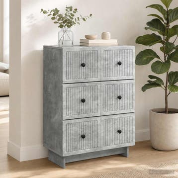 vidaXL Ladekast 66 x 34,5 x 90 cm Bewerkt hout Betongrijs, Verzenden