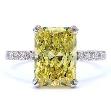 Ring - 18 karaat Witgoud - 4.50ct. tw. Geel Diamant (Fancy, Nieuw