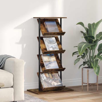 vidaXL Tijdschriftenrek Rook Eiken 68 x 40 x 123.5 cm, Verzenden, Nieuw