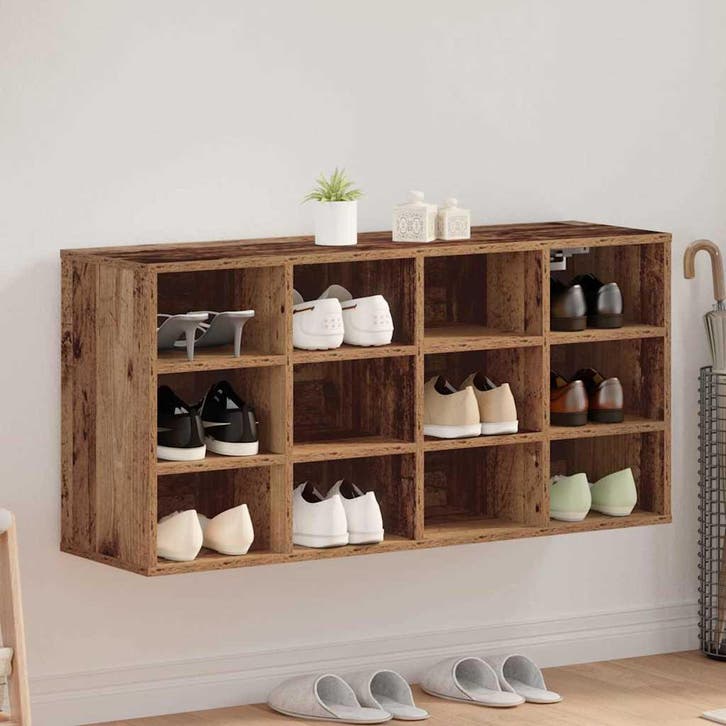 vidaXL Schoenenkast met plank Oudhout 103 x 30 x 51 cm, Maison & Meubles, Armoires | Armoires à chaussures, Envoi