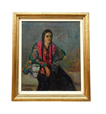 Catalan School (c.1940) - Portrait of a Young Woman with a