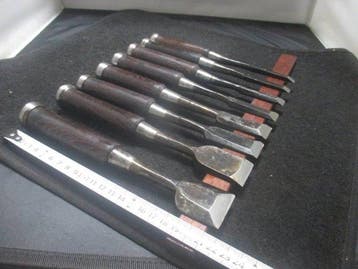 Lot de 8 ciseaux à bois japonais vintage (Oire Nomi) –