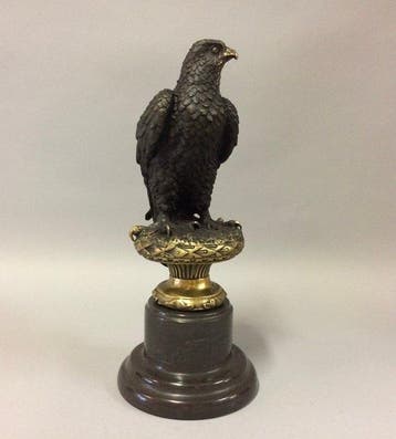 sculptuur, Loerende Adelaar - 32 cm - Brons, Antiek en Kunst