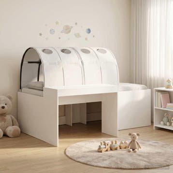 vidaXL Kinderhoogslaper met bureau 3 st Wit Bewerkt hout, Huis en Inrichting, Slaapkamer | Bedden, Verzenden, Nieuw