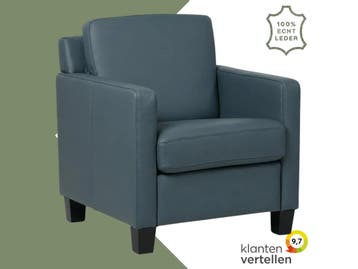 Leren fauteuil Smart - Toledo Whale (blauw/grijs) - Poten, Nieuw, Ophalen of Verzenden, Bohemian, Eigentijds, Modern, Retro, 50 tot 75 cm