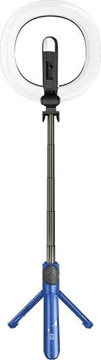 2dekans | Selfiestick 3 in 1 - Blauw - Selfie Ring Light met, Ophalen of Verzenden, Nieuw