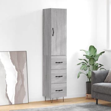 vidaXL Hoge kast 34,5x34x180 cm bewerkt hout grijs sonoma, Huis en Inrichting, Kasten | Dressoirs, Verzenden, Nieuw