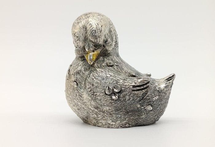 Beeldje - Passerotto - Verzilverd met 925 zilver, Zilver,, Antiek en Kunst, Antiek | Zilver en Goud