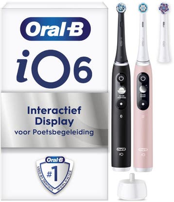 Oral-B iO 6 Elektrische Tandenborstel Duo - Zwart en Roze -, Verzenden, Nieuw