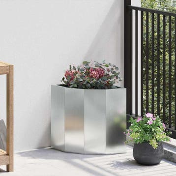 vidaXL Hoek Plantenbak zilver 30 x 30 x 35 cm Verzinkt staal, Verzenden, Nieuw