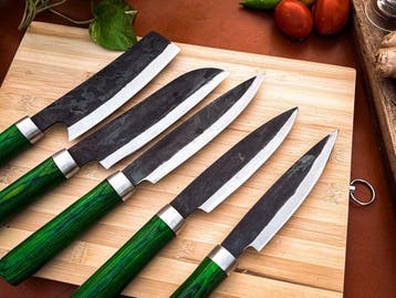 Keukenmes - Kitchen knife set - 720 - Staal, Hout,