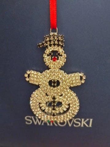 Swarovski - Beeldje - Kerst hanger sneeuuwpop - Box +