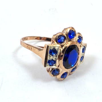 Zonder minimumprijs - Ring - 9 kt. Roségoud, Zilver Spinel -, Nieuw