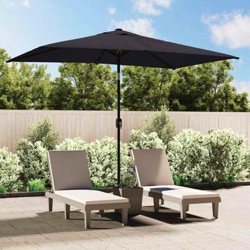 vidaXL Parasol met metalen paal 300x200 cm zwart, Verzenden
