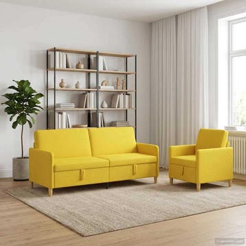 vidaXL Sofa Set Met Opslag 2 st Licht Geel Polyester, Huis en Inrichting, Verzenden, Nieuw