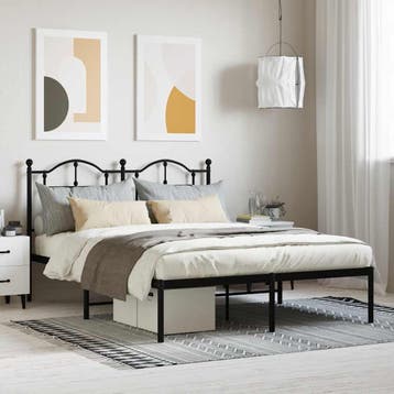 vidaXL Bedframe met hoofdbord metaal zwart 140x200 cm, Verzenden, Nieuw
