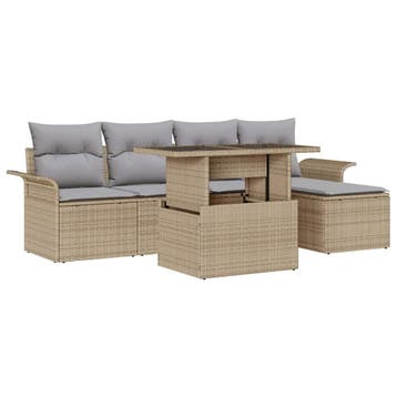 vidaXL Tuinbank Set 6 st Beige [Synthetisch]: Poly Riet, Verzenden, Nieuw