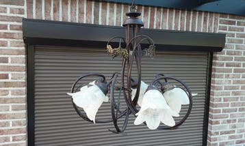 Hangende plafondlamp - IJzer, Koper - Jugendstil