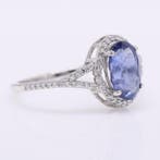 Zonder minimumprijs - Ring Platina - 2.21ct. tw. Saffier -, Handtassen en Accessoires, Ringen, Nieuw