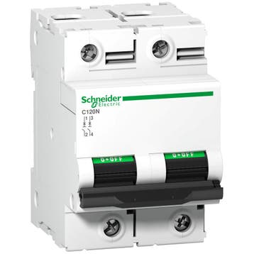 Schneider C120N 2P 100A Disjoncteur 10kA - A9N18362, Verzenden