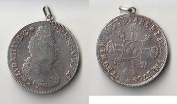 Écu 1050 France zilveranhaenger Ludwig Xiv Ecu Aux 8 L 17.., Verzenden