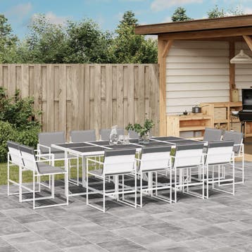 vidaXL 13-delige Tuinset met kussens textileen wit, Verzenden, Tuinset