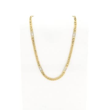 Massief bicolor gouden Figaro schakelketting, Handtassen en Accessoires, Kettingen, Ophalen of Verzenden, Gebruikt, Goud, Goud