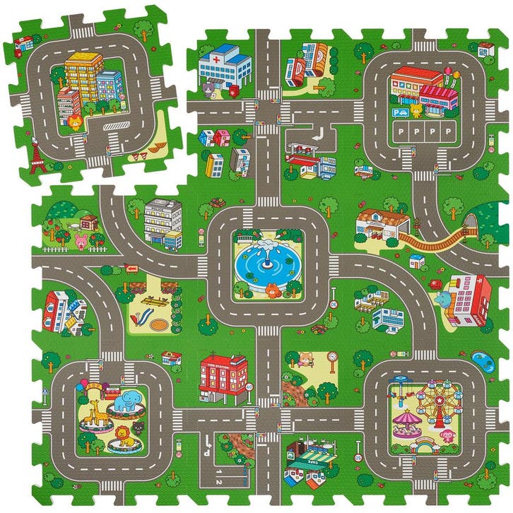 tectake Puzzelmat MyCity, stad- en wegen, 9-delig, antislip, Kinderen en Baby's, Speelgoed | Kinderpuzzels, Verzenden