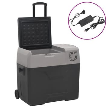 vidaXL Koelbox met wielen en adapter 30 L polypropeen zwart, Verzenden