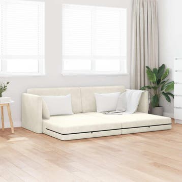 vidaXL Vloerslaapbank / zetel Crème 213 x 70 x 77 cm Fluweel, Verzenden