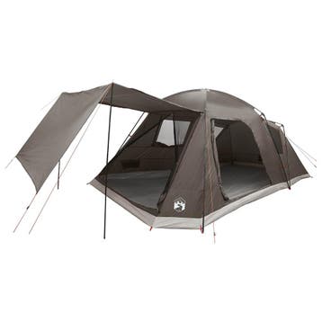vidaXL Huisje Tent met dak Bruin grijs 12-Persoons Polyester, Caravanes & Camping, Tentes, Verzenden