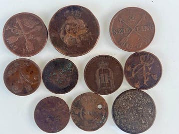 Nordic. Lot of 10 coins, various denominations XVIII/XIX