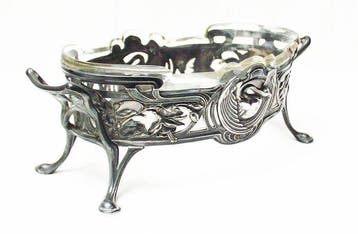 Jardinière - Étain et verre poli, Antiquités & Art